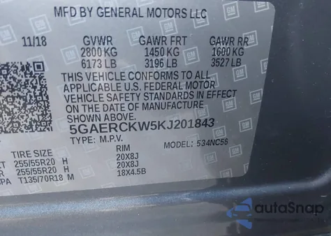 2019 Buick Enclave Fwd Premium from USA, damaged, VIN 5GAERCKW5KJ201843